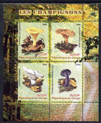 Congo 2009 Mushrooms perf sheetlet containing 4 values unmounted mint