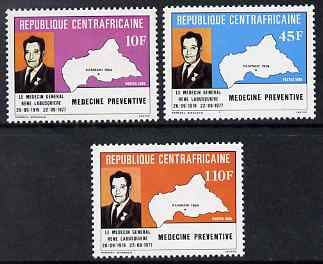 Central African Republic 1985 8th Death Anniversary of General Doctor Labusquiere perf set of 3 unmounted mint SG 1139-41