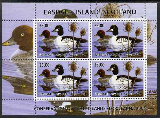 Easdale 2004 Conservation sheetlet containing 4 x £3 values showing Ducks, unmounted mint