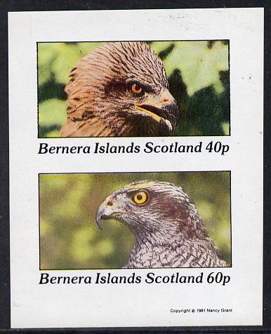 Bernera 1981 Birds of Prey,imperf,set of 2 values (40p & 60p) unmounted mint