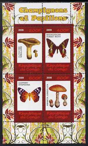 Congo 2009 Fungi & Butterflies #2 perf sheetlet containing 4 values unmounted mint