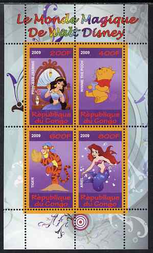 Congo 2009 The Magical World of Walt Disney #2 perf sheetlet containing 4 values unmounted mint