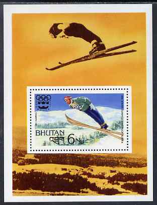 Bhutan 1976 Innsbruck Winter Olympics perf m/sheet (Ski Jumping) unmounted mint SG MS345