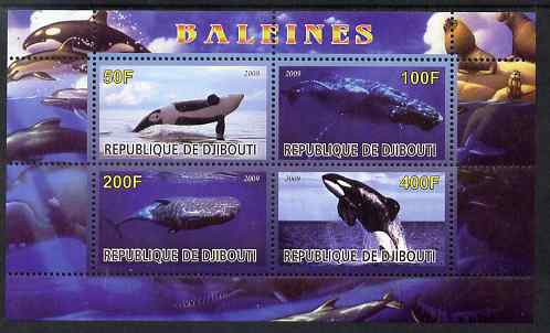 Djibouti 2009 Whales perf sheetlet containing 4 values unmounted mint