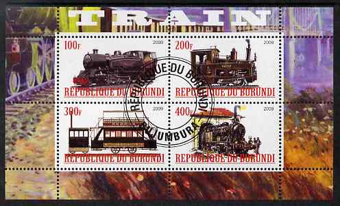 Burundi 2009 Steam Locos #1 perf sheetlet containing 4 values fine cto used