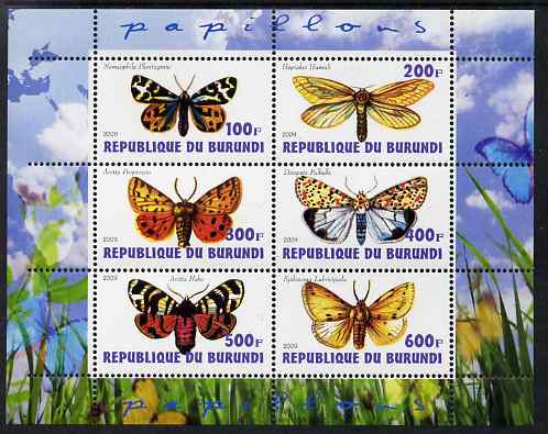Burundi 2009 Butterflies #2 perf sheetlet containing 6 values unmounted mint