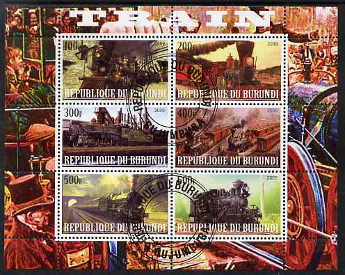 Burundi 2009 Steam Locos #3 perf sheetlet containing 6 values fine cto used