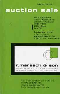 Auction Catalogue - Canada - Maresch 14-15 May 1996 - incl the Bill Simpson coll of Small Queens - catalogue only