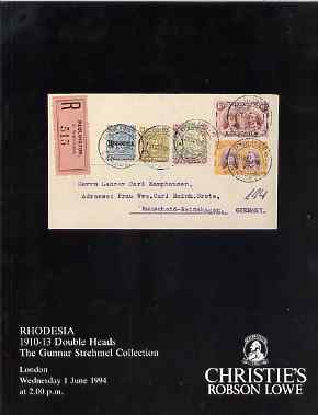 Auction Catalogue - Rhodesia - Christie's 1 June 1994 - the Grunnar Strehmel coll - catalogue only