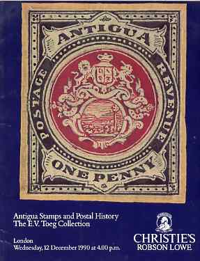 Auction Catalogue - Antigua - Christie's 12 Dec 1990 - the E V Toegg coll - catalogue only