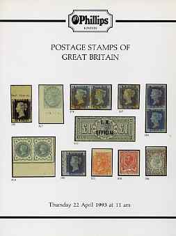 Auction Catalogue - GB Great Britain - Phillips 22 Apr 1993 - incl the David J Hiscock coll - with prices realised