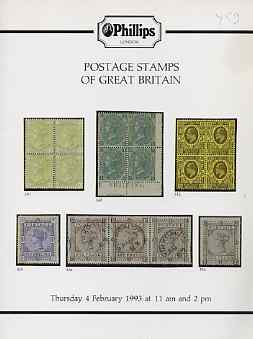 Auction Catalogue - GB Great Britain - Phillips 4 Feb 1993 - with prices realised (some ink notations)