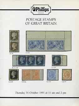 Auction Catalogue - GB Great Britain - Phillips 31 Oct 1991 - with prices realised (some ink notations)