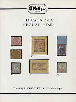 Auction Catalogue - GB Great Britain - Phillips 29 Oct 1992 - the R C Alcock stock - catalogue only (some ink notations)