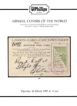 Auction Catalogue - Airmail Covers of the World - Phillips 16 Mar 1995 - incl the Dr James F Wilson coll - catalogue only
