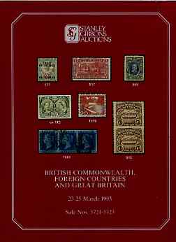Auction Catalogue - British Commonwealth - Stanley Gibbons 23-25 Mar 1993 - plus GB Great Britain & Foreign) - with prices realised (few ink notations)