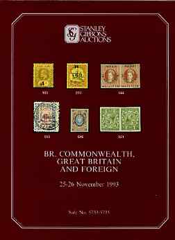 Auction Catalogue - British Commonwealth - Stanley Gibbons 25-26 Nov 1993 - plus GB Great Britain & Foreign - catalogue only (few ink notations)
