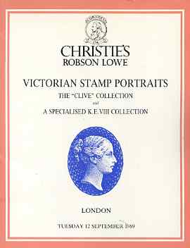 Auction Catalogue - Victorian Stamp Portraits - Christie's Robson Lowe 12 Sept 1989 - the Clive collection - with prices realised