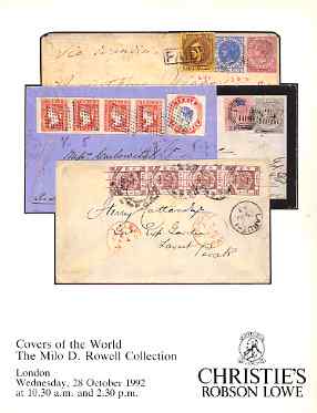 Auction Catalogue - Covers of the World - Christie's Robson Lowe 28 Oct 1992 - the Milo D Rowell coll - catalogue only