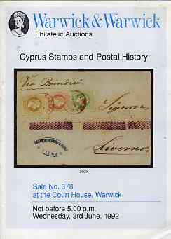 Auction Catalogue - Cyprus - Warwick & Warwick 3 June 1992 - with prices realised