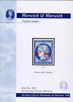 Auction Catalogue - France & Colonies - Warwick & Warwick 4 Dec 1996 - catalogue only