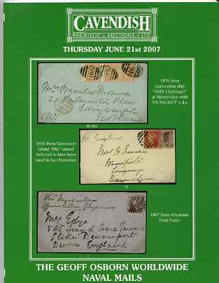 Auction Catalogue - Naval Mails - Cavendish 21 June 2007 - the Geoff Osborn collection - catalogue only