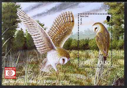 Jersey 2001 Birds of Prey perf m/sheet for 'Hafnia 01' Stamp Exhibition unmounted mint, SG MS1013