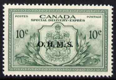 Canada 1950 KG6 Official 10c Special Delivery opt'd OHMS lightly mounted mint SG OS20