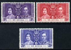 St Lucia 1937 KG6 Coronation set of 3 unmounted mint SG 125-7