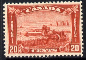 Canada 1930 Harvesting 20c red mounted mint, SG 301