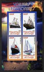 Congo 2010 Legendary Sailing Ships imperf sheetlet containing 4 values unmounted mint