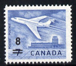 Canada 1964 Surcharged 8c on 7c Douglas DC-9 unmounted mint SG 556
