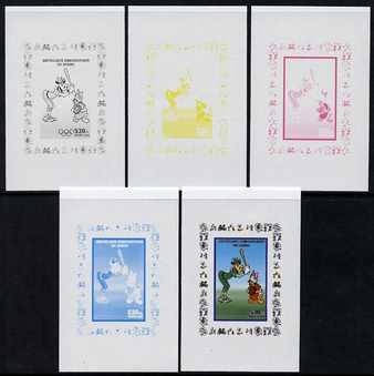 Congo 2008 Disney Beijing Olympics individual deluxe sheet (Clarabelle playing Baseball) - the set of 5 imperf progressive proofs comprising the 4 individual colours plus all 4-colour composite, unmounted mint