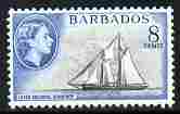 Barbados 1964-65 Schooner 8c (wmk Block CA) unmounted mint SG 295