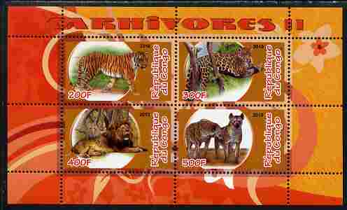 Congo 2010 Carnivores #2 perf sheetlet containing 4 values unmounted mint