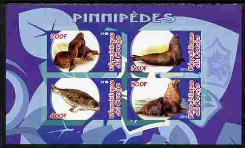 Congo 2010 Pinnipeds imperf sheetlet containing 4 values unmounted mint