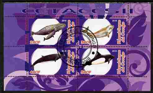 Congo 2010 Cedacea (Whales & Dolphins) #2 perf sheetlet containing 4 values fine cto used