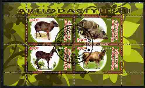 Congo 2010 Artiodactyla (Even toed Mammals) #2 perf sheetlet containing 4 values fine cto used