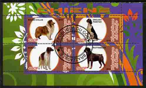 Congo 2010 Dogs perf sheetlet containing 4 values fine cto used
