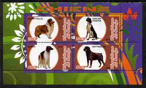Congo 2010 Dogs perf sheetlet containing 4 values unmounted mint