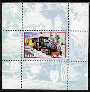 Angola 2001 Walt Disney Railraod #01 individual perf sheet with country name & value in white, background in blue, unmounted mint