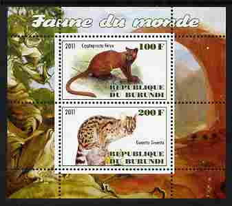 Burundi 2011 Fauna of the World - Wild Cats #1 perf sheetlet containing 2 values unmounted mint