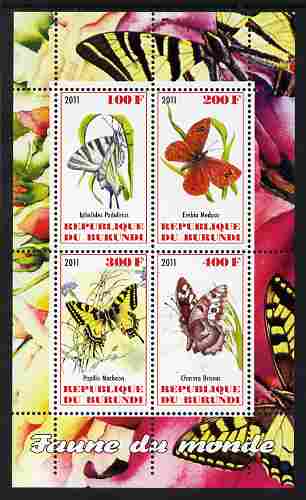 Burundi 2011 Fauna of the World - Butterflies #1 perf sheetlet containing 4 values unmounted mint
