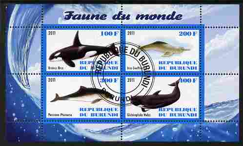 Burundi 2011 Fauna of the World - Whales & Doplphins perf sheetlet containing 4 values fine cto used