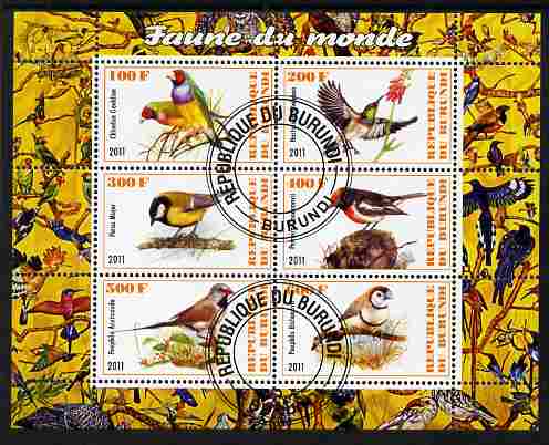 Burundi 2011 Fauna of the World - Birds perf sheetlet containing 6 values fine cto used
