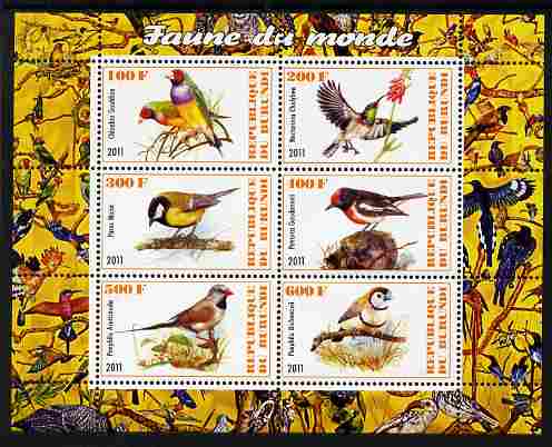 Burundi 2011 Fauna of the World - Birds perf sheetlet containing 6 values unmounted mint