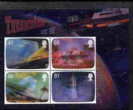 GB Great Britain 2011 Thunderbirds Are Go perf m/sheet in 3-dimensional format on gummed plastic card unmounted mint