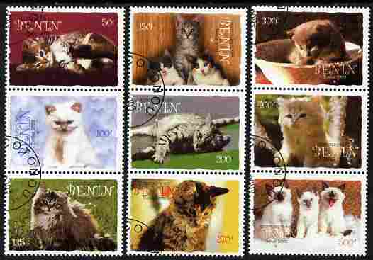 Benin 2003 Domestic Cats set of 9 fine cto used