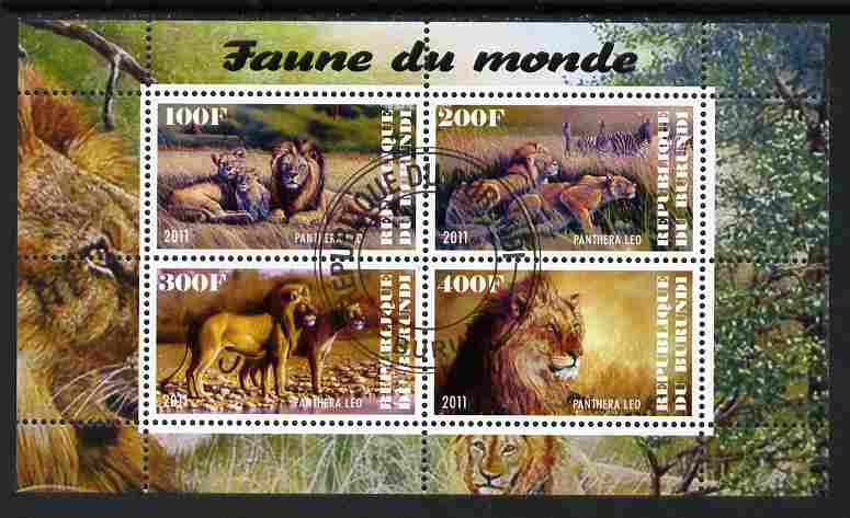 Burundi 2011 Fauna of the World - Lions perf sheetlet containing 4 values fine cto used
