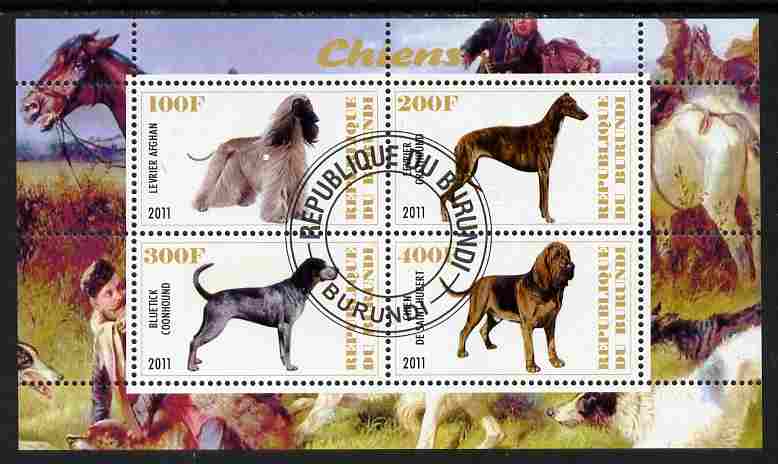 Burundi 2011 Dogs #5 perf sheetlet containing 4 values fine cto used